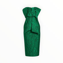 Badgley Mischka Jacquard Bow Dress - Emerald