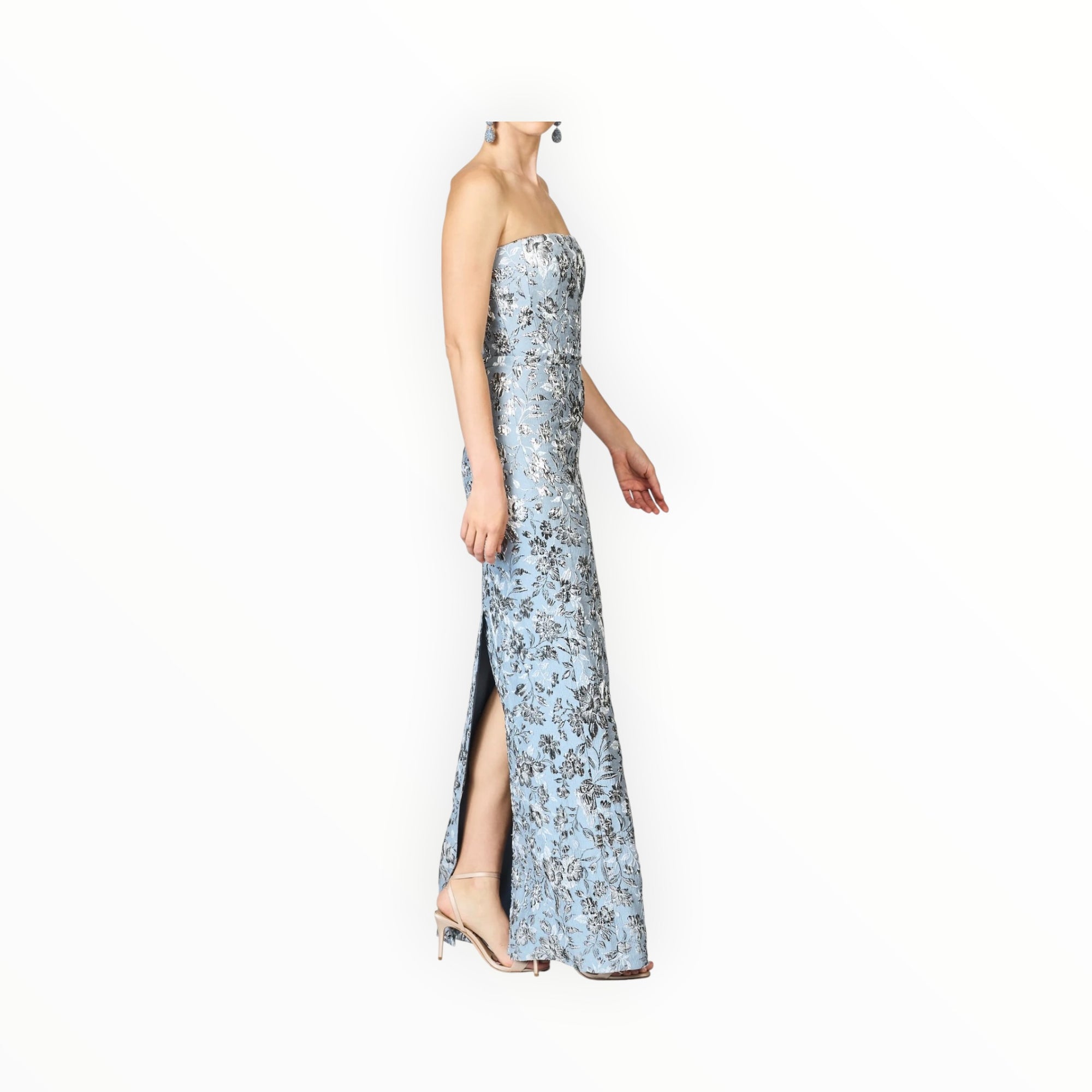 Sachin & Babi Metallic Cloque Sophia Gown - Pewter Gardens