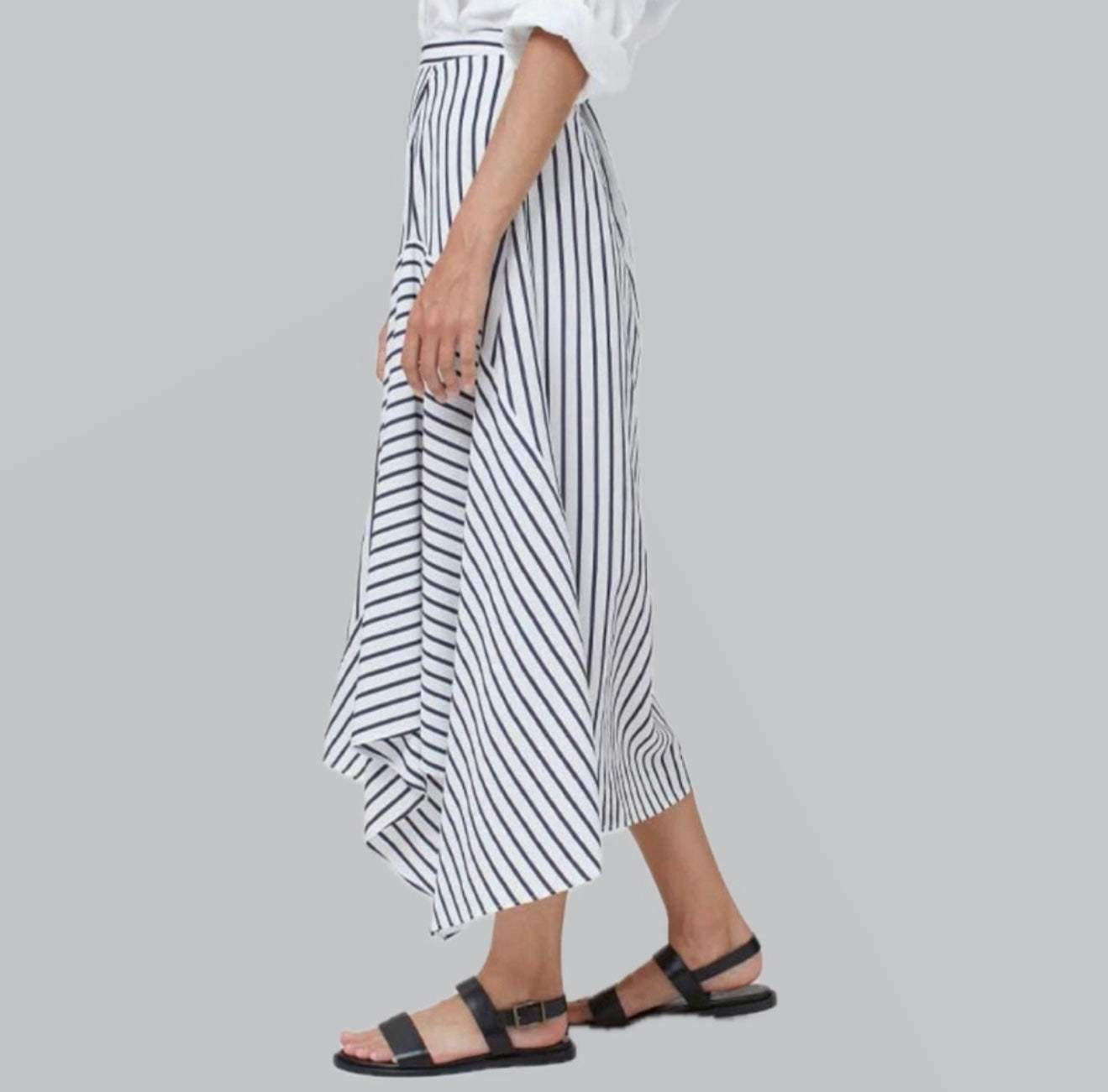 Closed Asymmetrical Striped Skirt