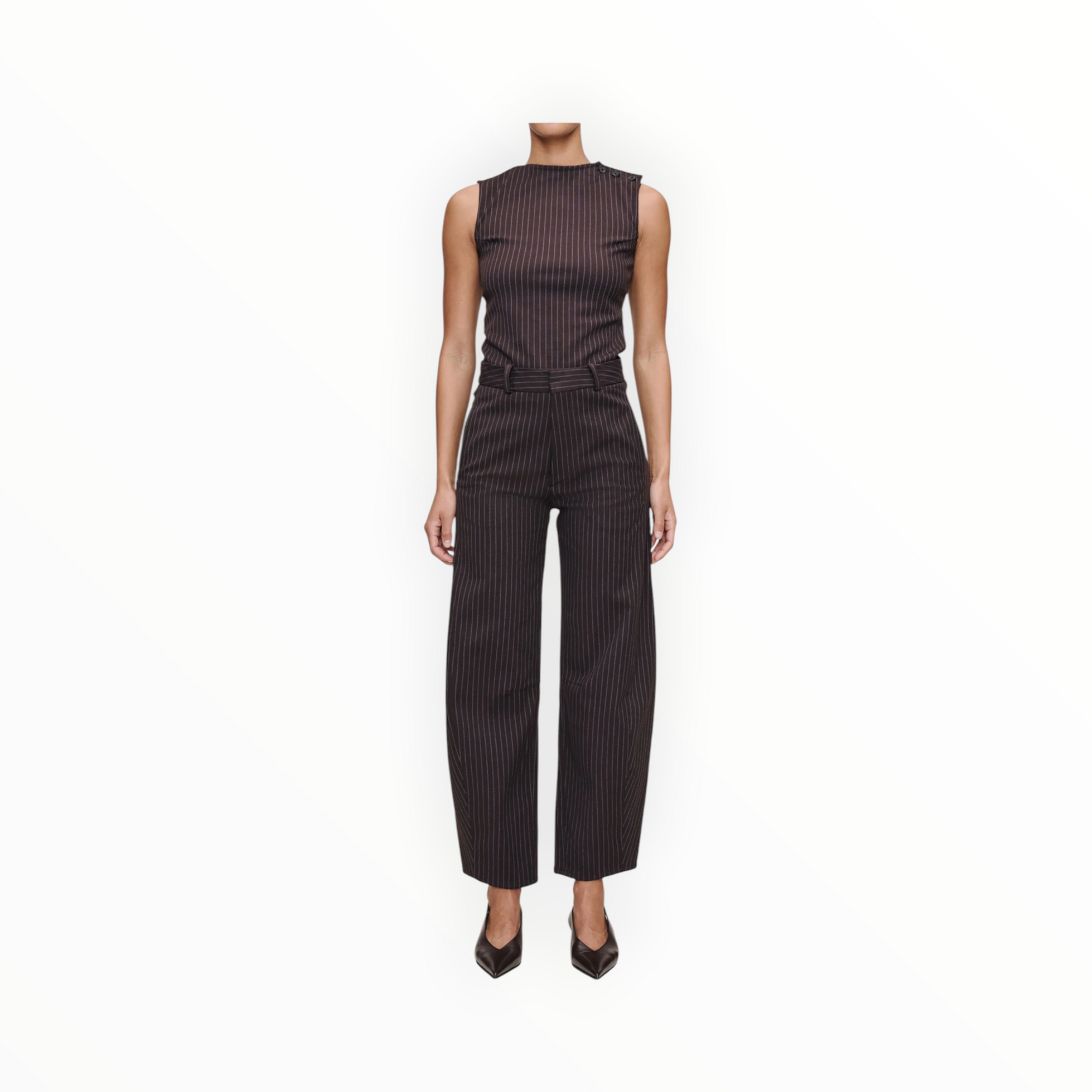 DL1961 Miro Barrel High Rise 28" Pants - Brown/Blue Stripe