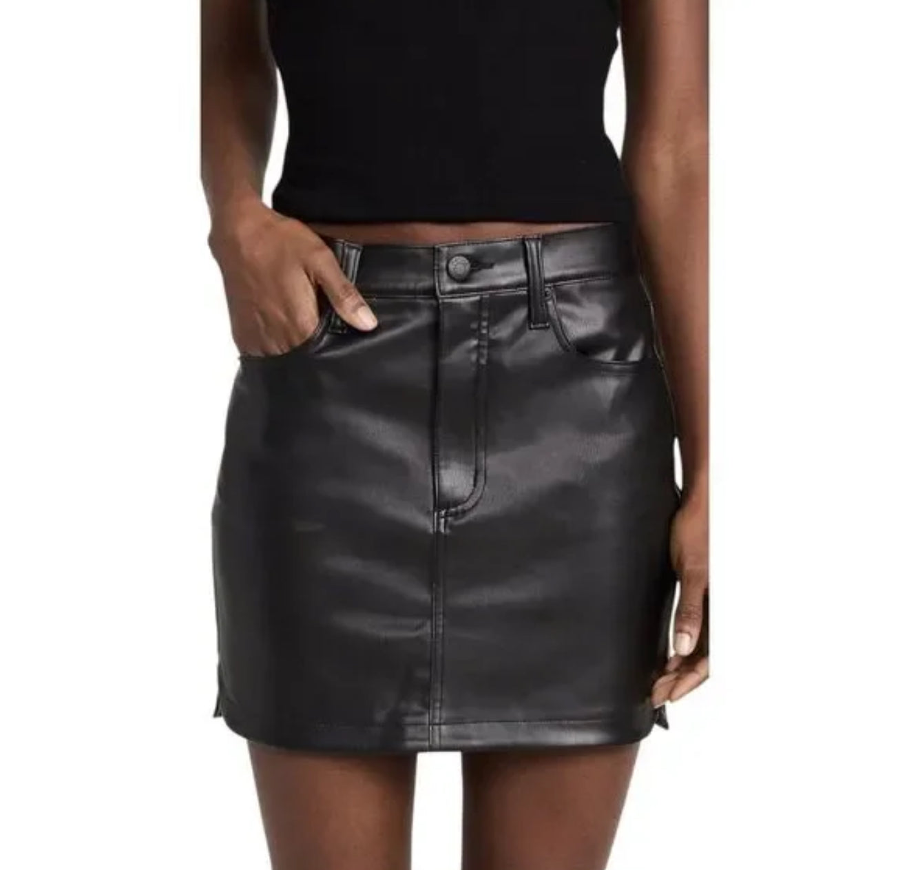 Pistola Rumi Faux Leather Skirt - Slate Black