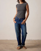 NSF Chloe Fitted Slub Jersey Muscle Tee - Faded Black