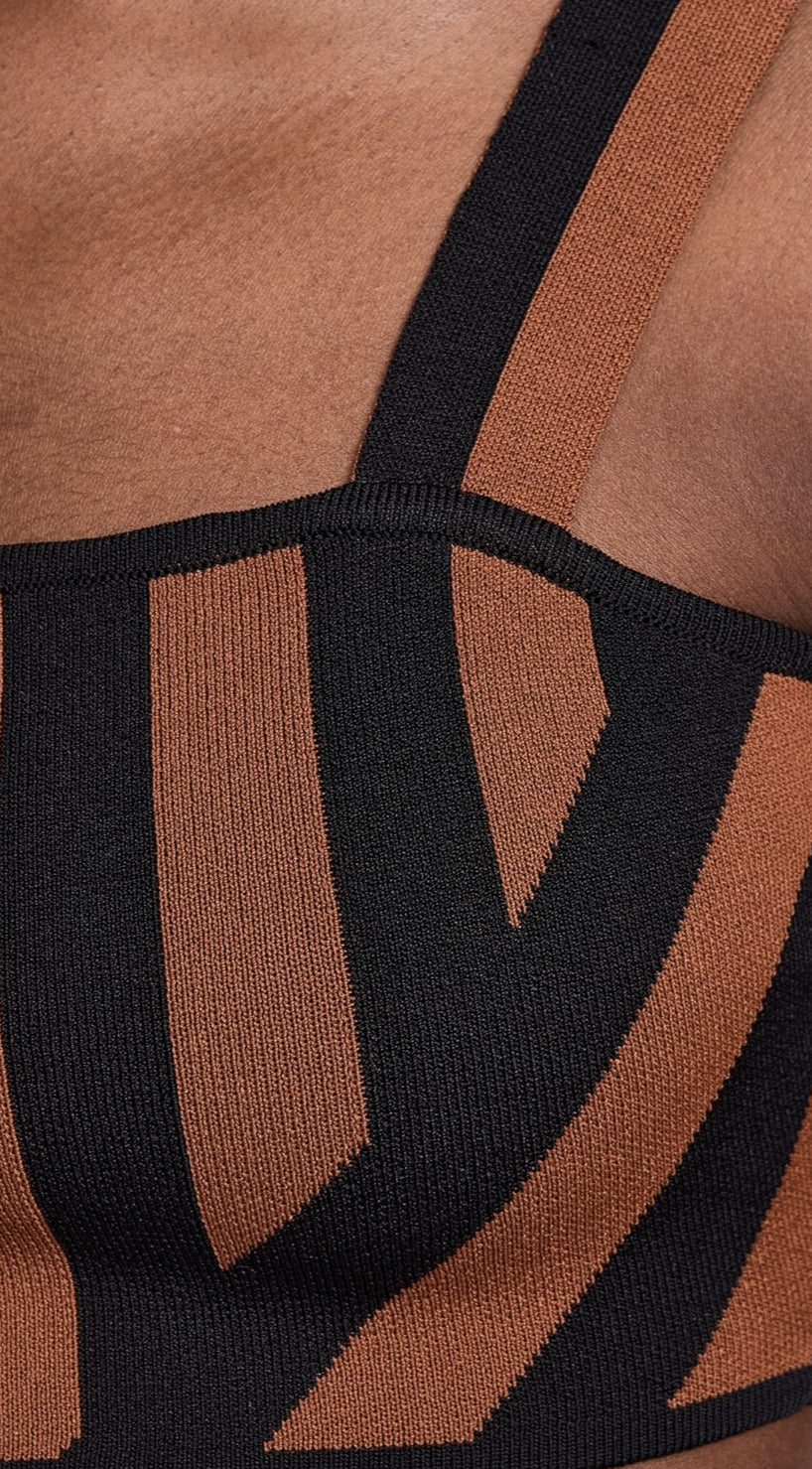 STAUD Zola Top - Brown Multi