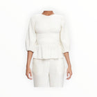 Jonathan Simkhai Neda Pleated Peplum Top - Ivory