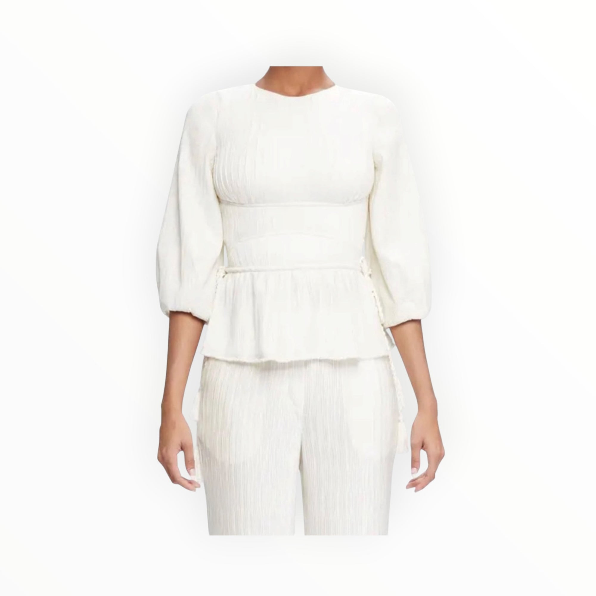 Jonathan Simkhai Neda Pleated Peplum Top - Ivory