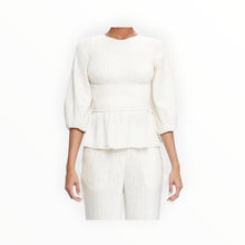 Jonathan Simkhai Neda Pleated Peplum Top - Ivory