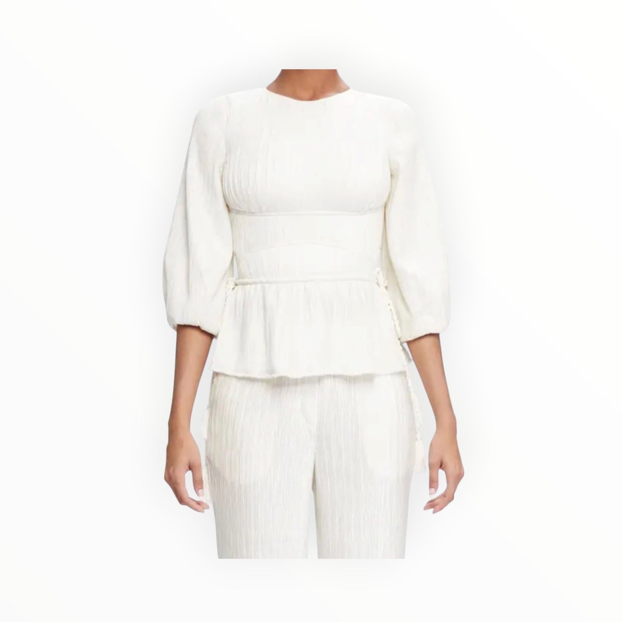 Jonathan Simkhai Neda Pleated Peplum Top - Ivory