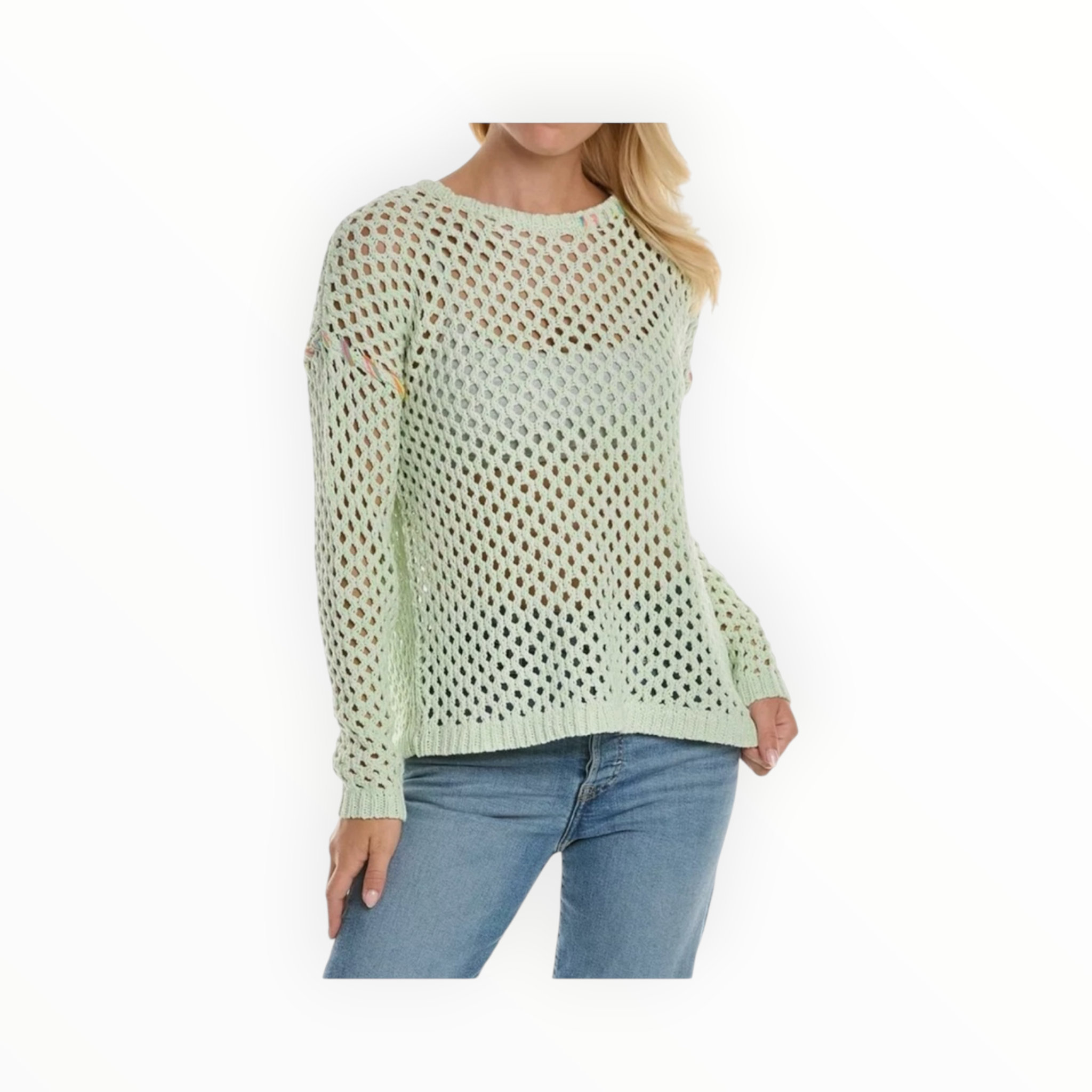 Lisa Todd Twister Open Stitch Crewneck Sweater - Sour Apple