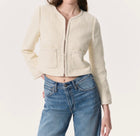 rag & bone Cheyenne Whipstitch-Trimmed Tweed Lady Jacket - White