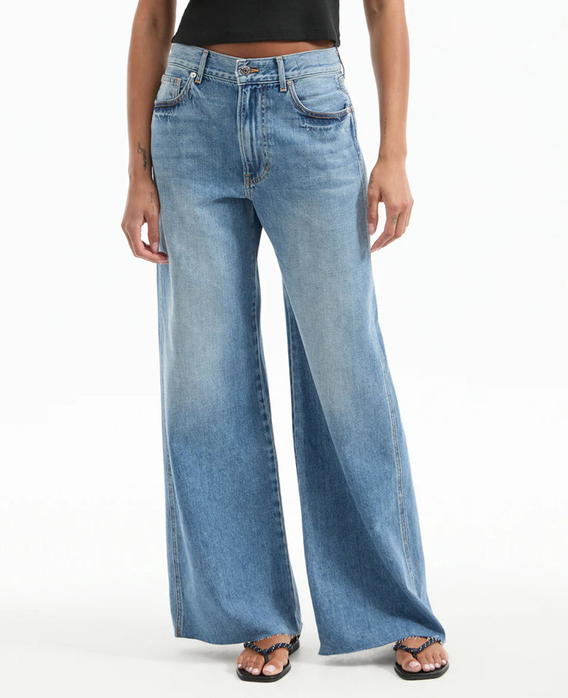 Veronica Beard Kasey Wide-Leg Jean - Dusted Glare