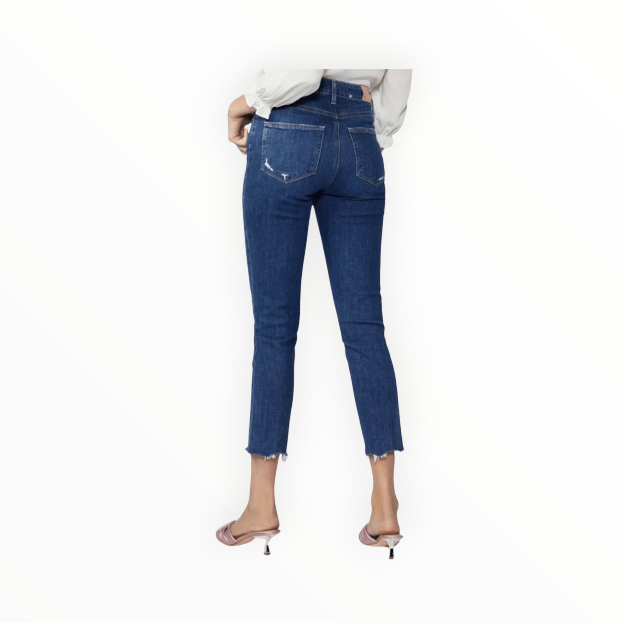 Paige Sarah Slim Crop - Radio Star Distressed Fly Hem