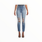 L’Agence Luna High-Rise Ripped Slim Straight Ankle Jeans - Classic Ice