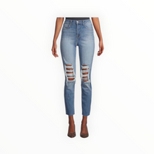 L’Agence Luna High-Rise Ripped Slim Straight Ankle Jeans - Classic Ice