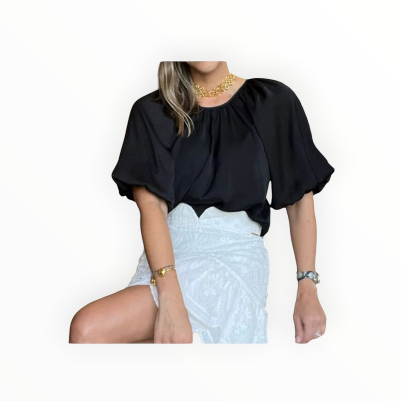 Greylin Nadia Balloon Sleeve Blouse - Black