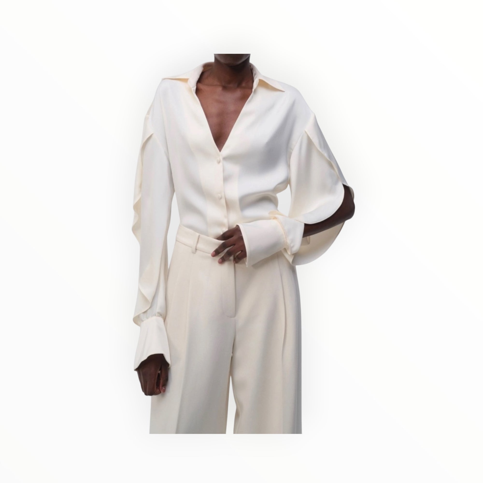 SIMKHAI Yanna Open Sleeve Shirt - Natural White