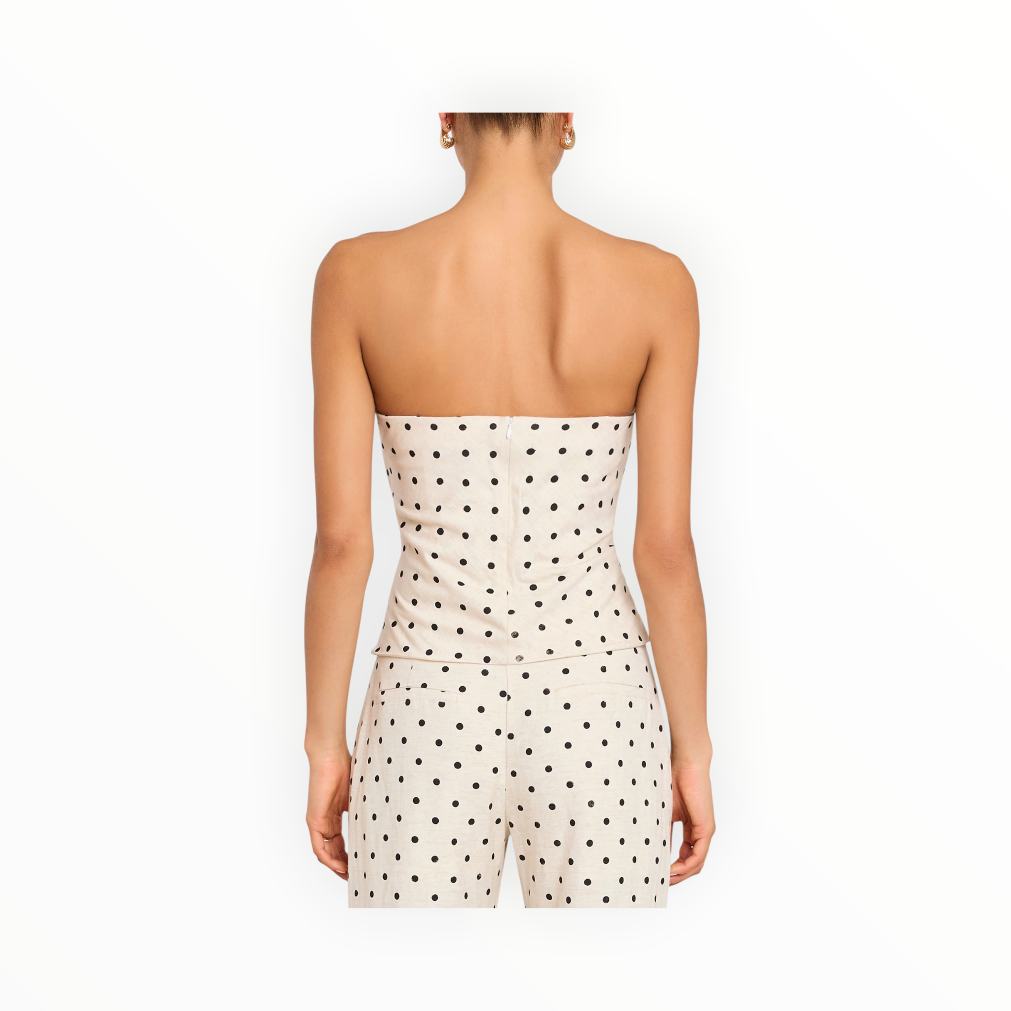 Amanda Uprichard Soho Top in Polka Dot - Beige/Black