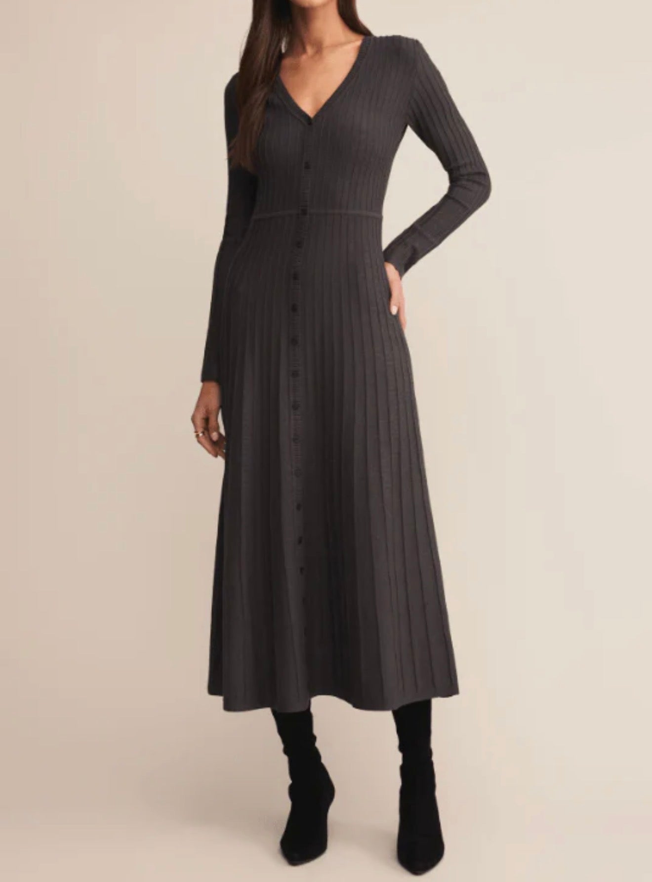 Z Supply Jasper Midi Sweater Dress - Charcoal Heather