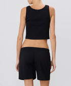 ÉTERNE Cropped Scoop Neck Tank - Black