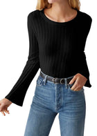 Michael Stars Valerie Bell Sleeve Top - Black