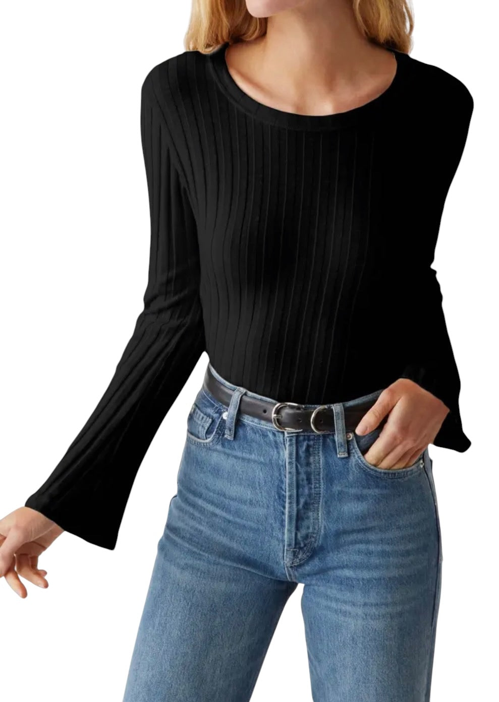 Michael Stars Valerie Bell Sleeve Top - Black