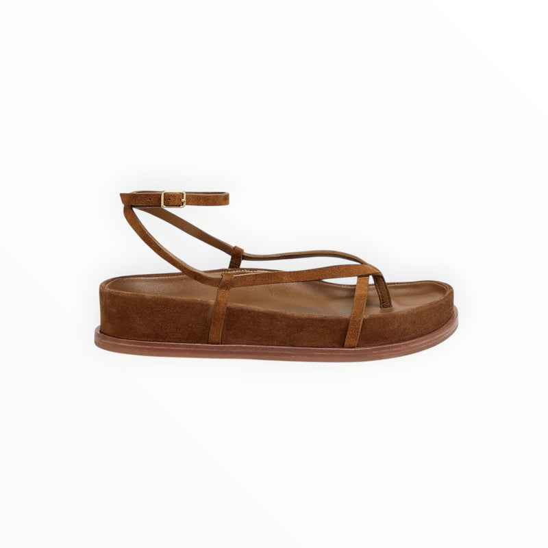 Loeffler Randall Sonny Suede Platform Sandals - Cacao