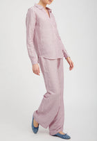 SPRWMN Pink Indigo Stripe Linen Fonda Button Down