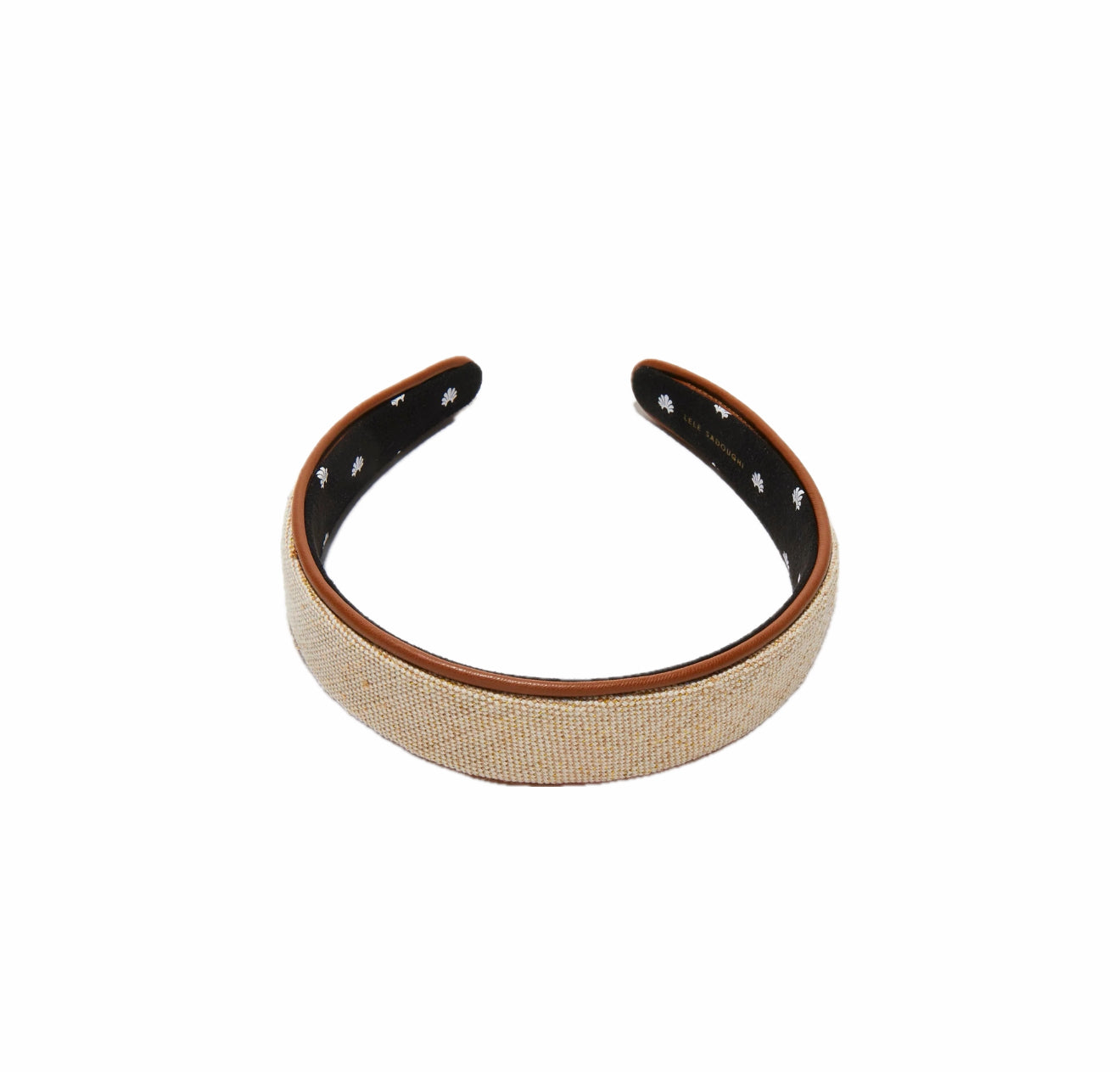 Lele Sadoughi Natural Canvas Bessette Faux Leather Trim Headband