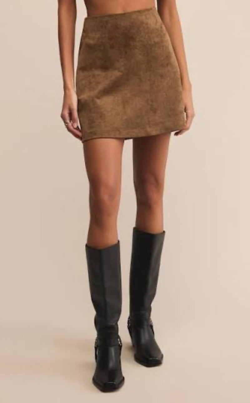 Z Supply Ciera Faux Suede Mini Skirt - Coconut