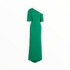 Badgley Mischka Stretch-Crepe Cape Gown - Green