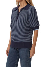 Marley Puff Sleeve Cotton Blend Sweater - Nocturnal/Breeze