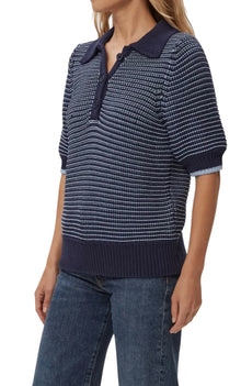 Marley Puff Sleeve Cotton Blend Sweater - Nocturnal/Breeze