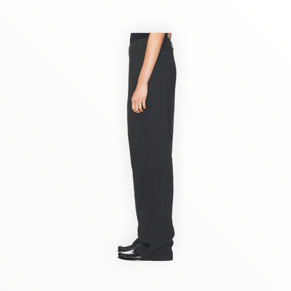 R13 Triple Pleat Crossover Trouser - Charcoal