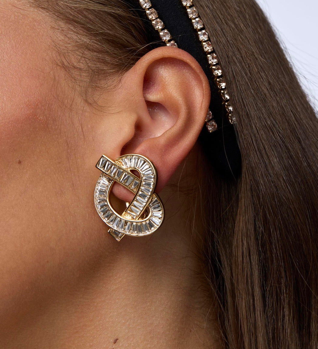 Lele Sadoughi 14K Gold Crystal Pretzel Clip-On Earrings