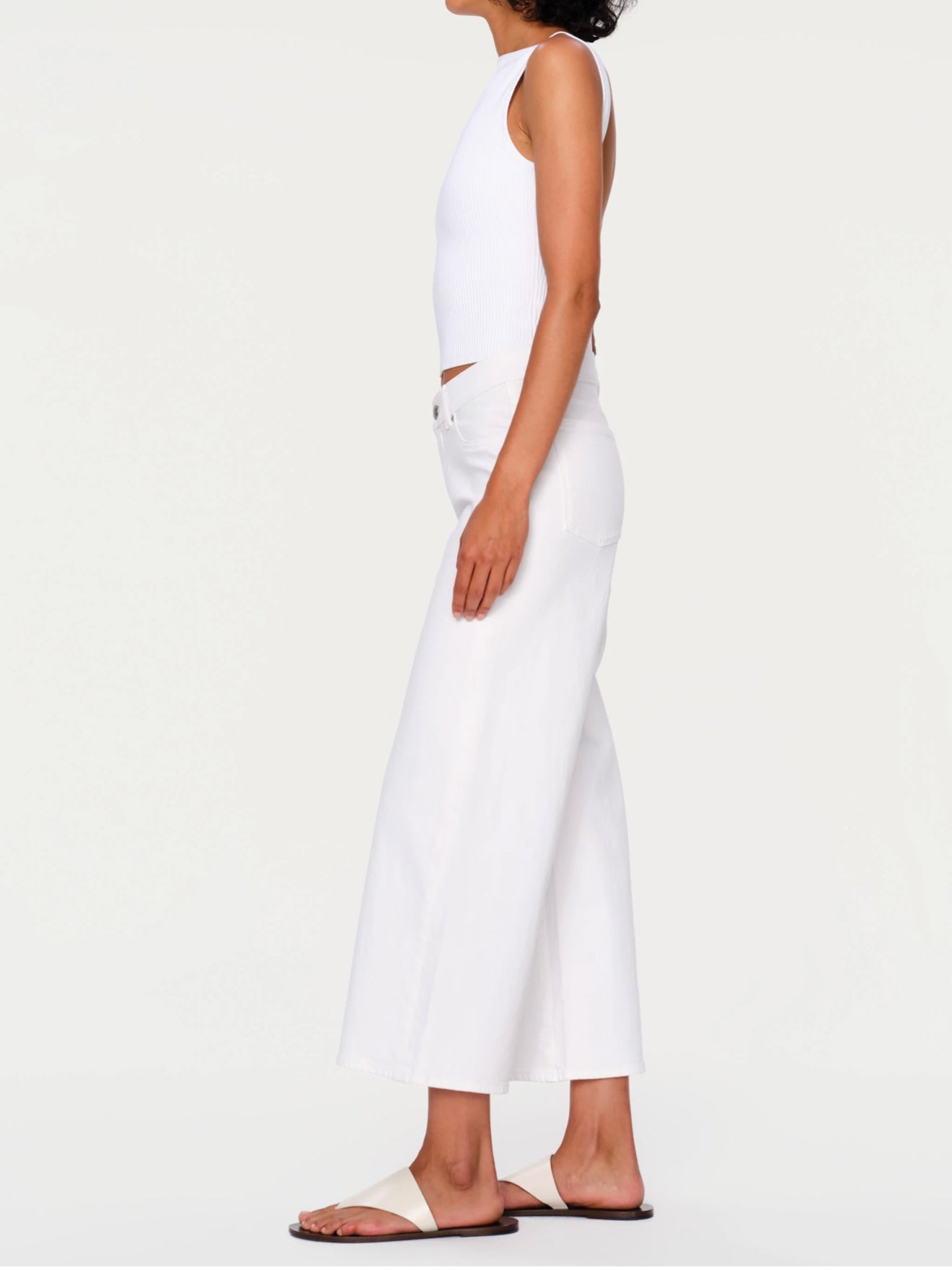 DL1961 Hepburn Wide Leg Mid Rise Ankle Jeans - White