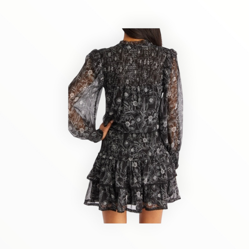 Allison New York Floral Tiered Mini Skirt - Black