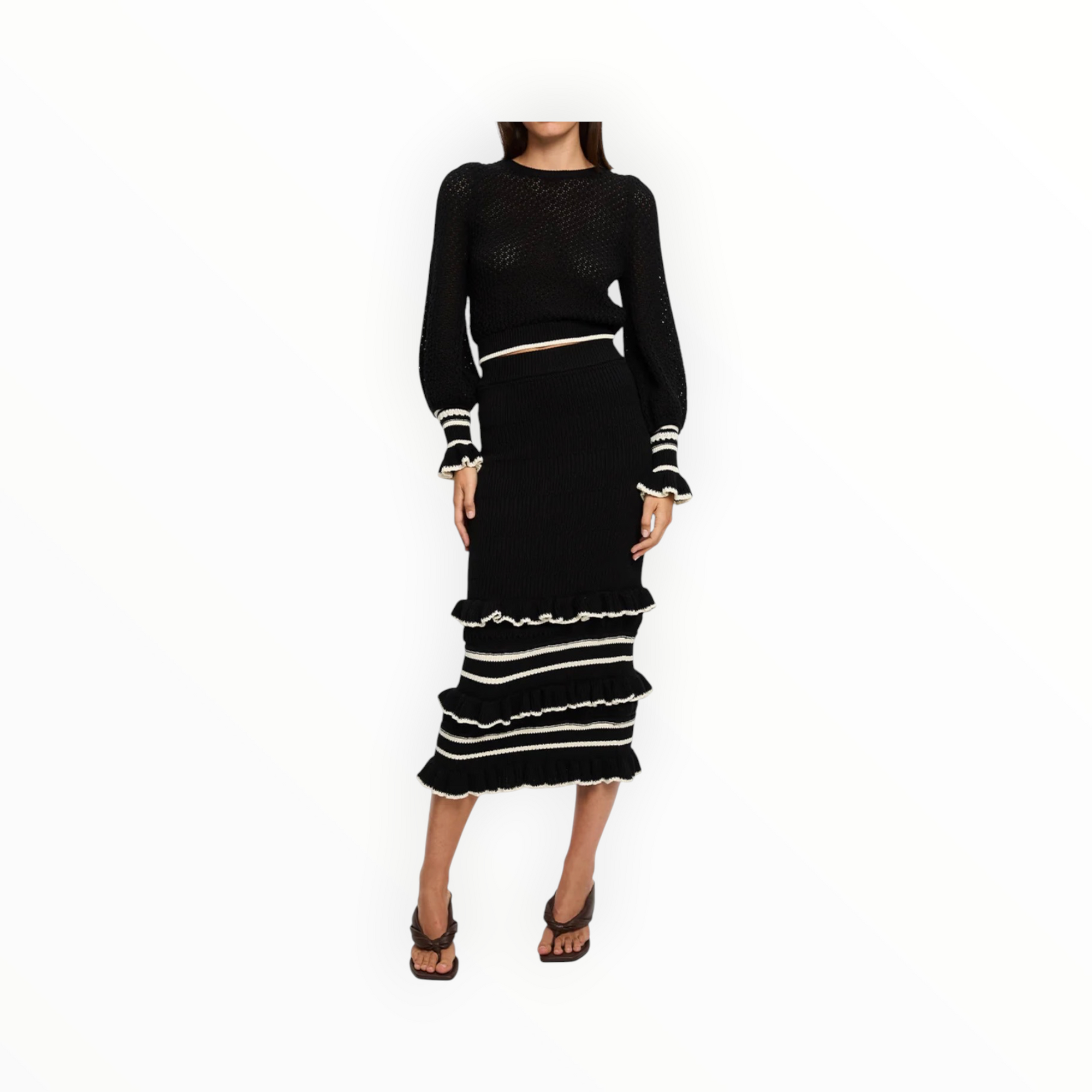 Kivari Rafaela Rafaela Knit Midi Skirt - Black/Cream