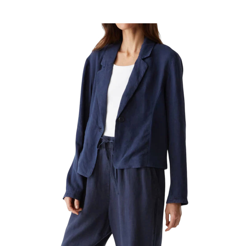 Michael Stars Pearson Ribbed Mixed Blazer - Nocturnal