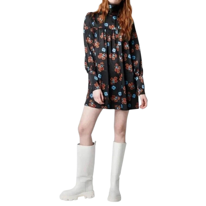Smythe Mini Tunic Dress - Black Ground Floral