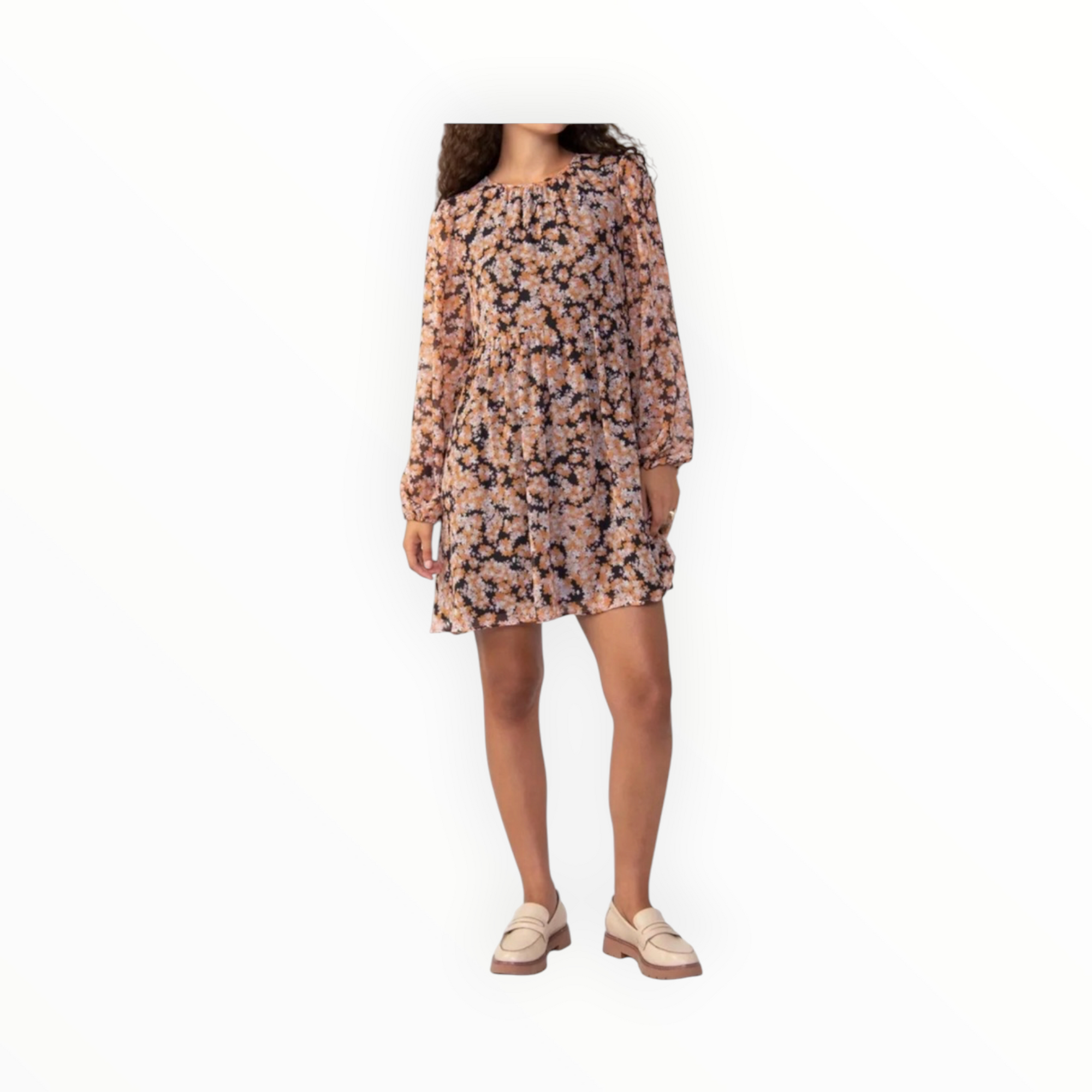 Sanctuary Shirred Neck Babydoll Dress - Harvest