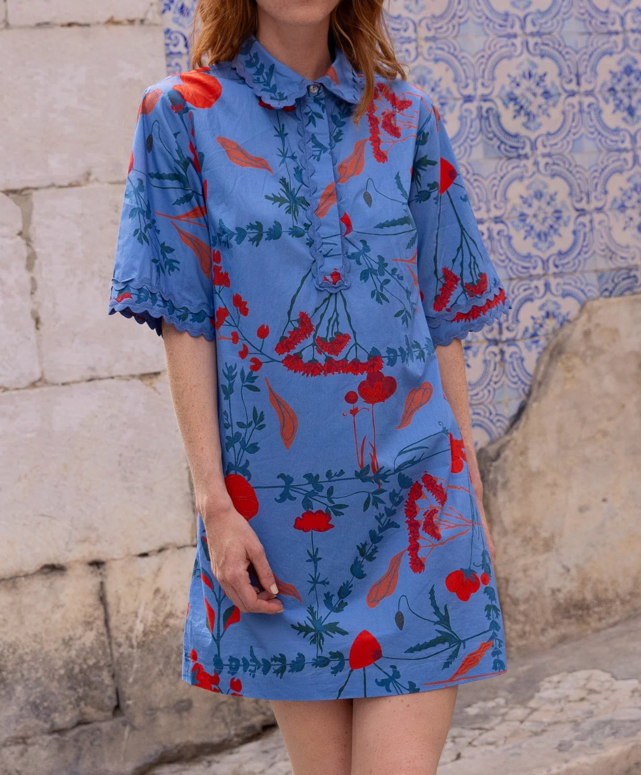 Oliphant Collared Shirt Dress - Bartram Blue