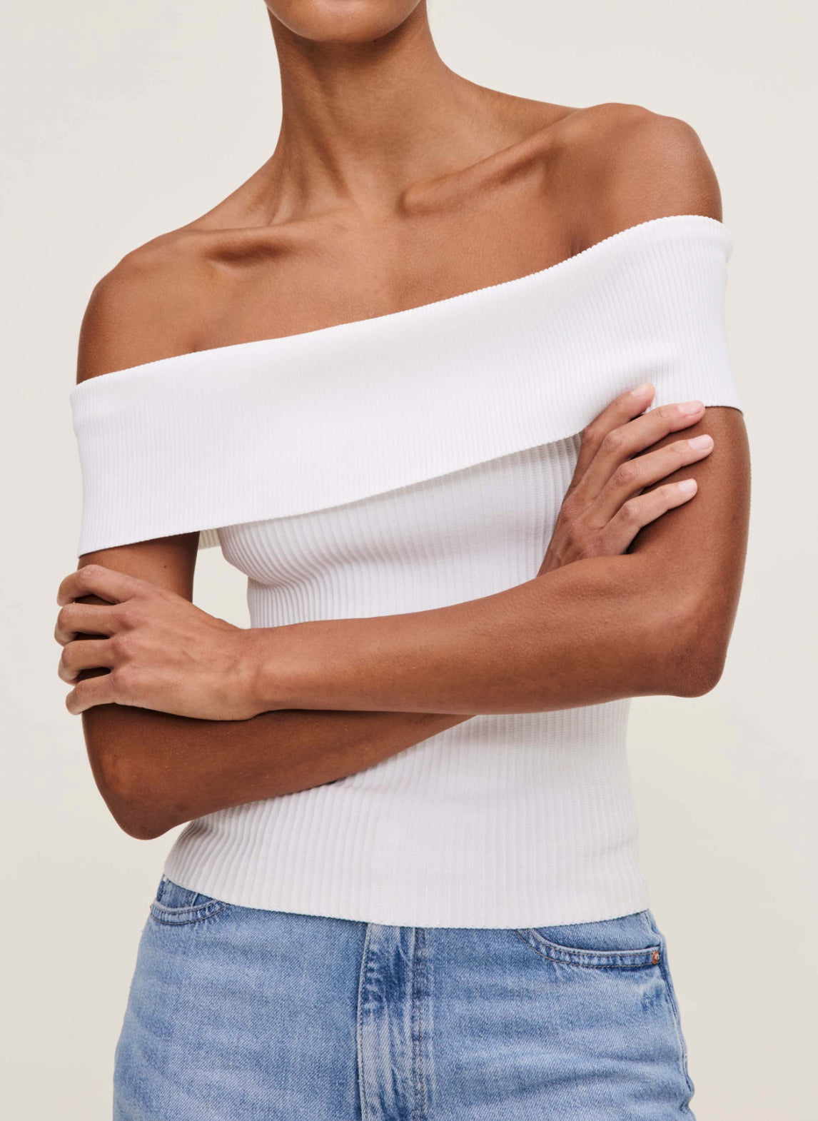 DL1961 Off Shoulder Top Instasculpt™ Rib - White