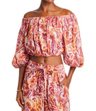 A.L.C. Katherine Off The Shoulder Printed Linen Top - Baked Clay