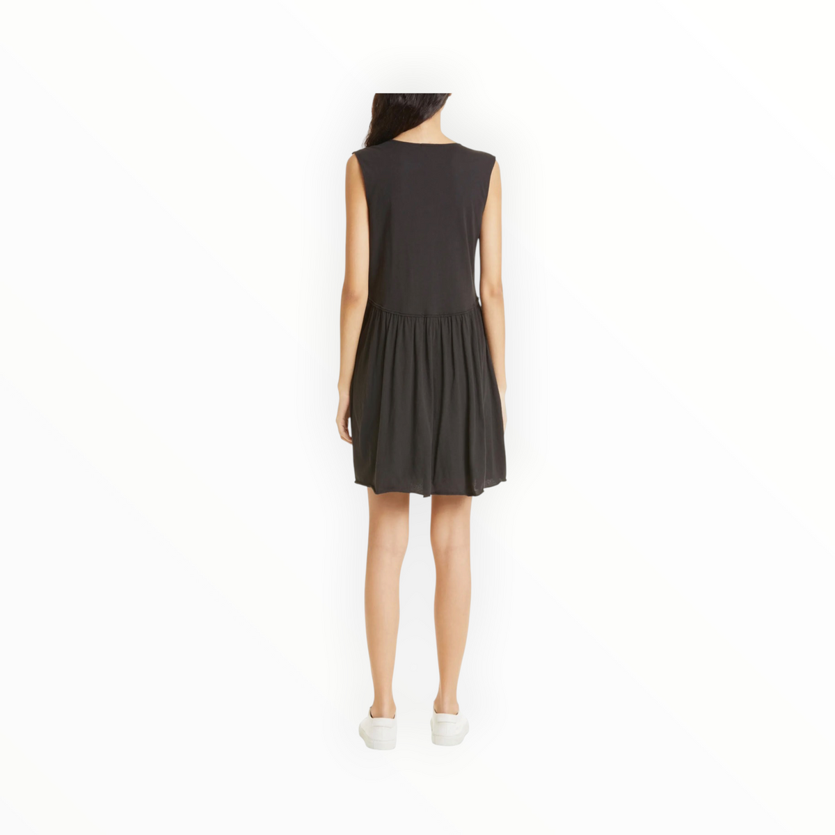 ATM Stripe V-Neck Sleeveless Minidress - Black