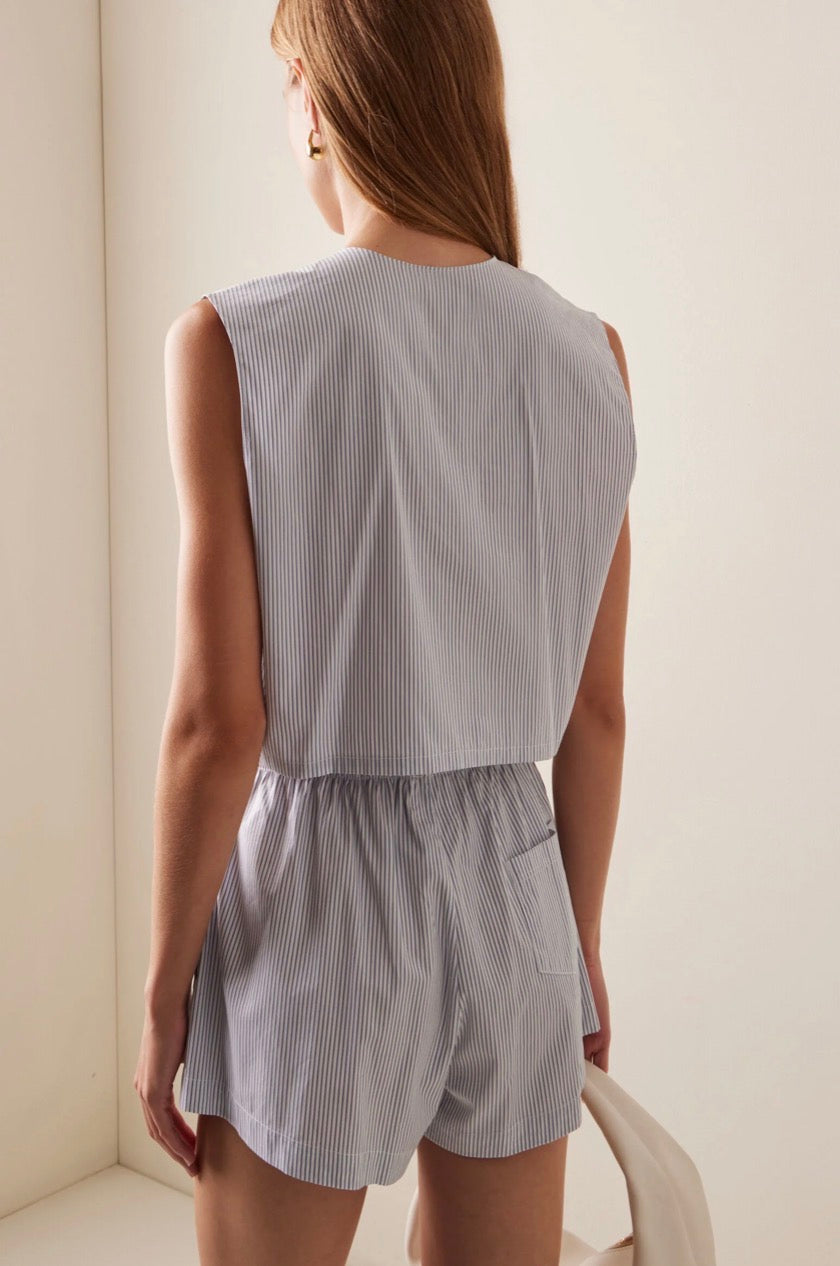 LESET Yoshi Cotton Vest - Seaside Stripe