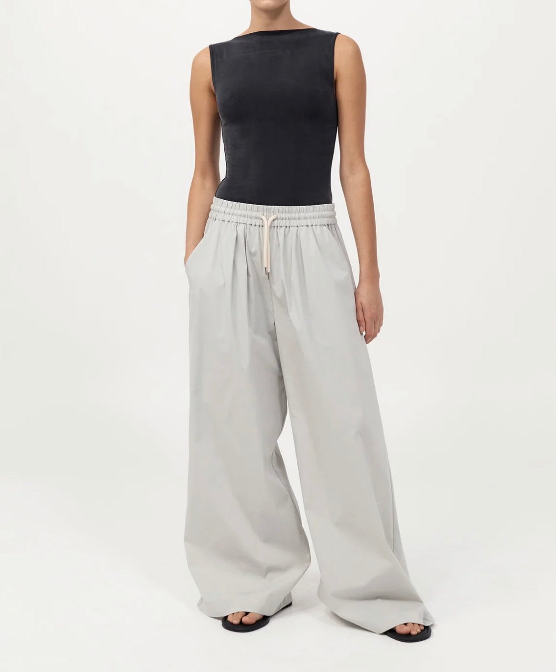 St. Agni Cupro Jersey Top - Black