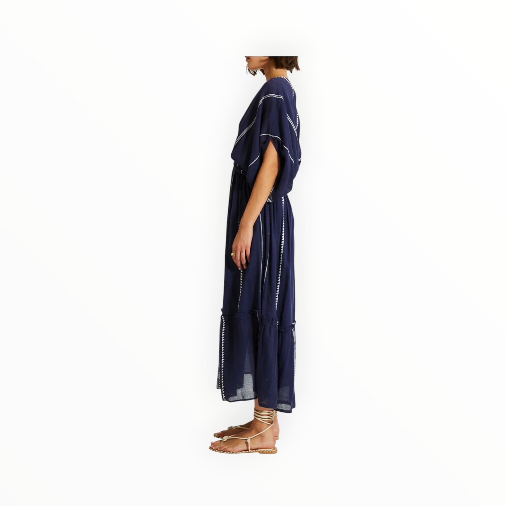 lemlem Laila Plunge Dress - Nunu Navy