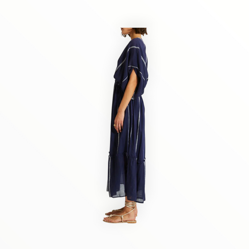 lemlem Laila Plunge Dress - Nunu Navy