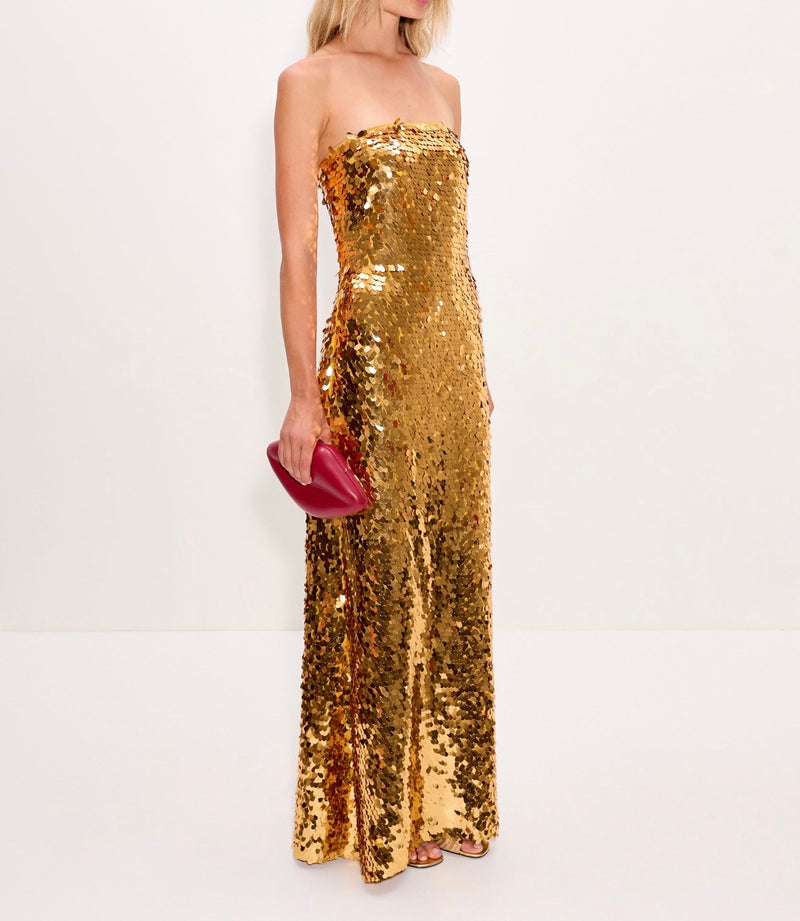 Simon Miller Sculpty Strapless Sequin Dress - Star Gold