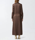 PINKO Long Satin Shirt Dress - Coffee