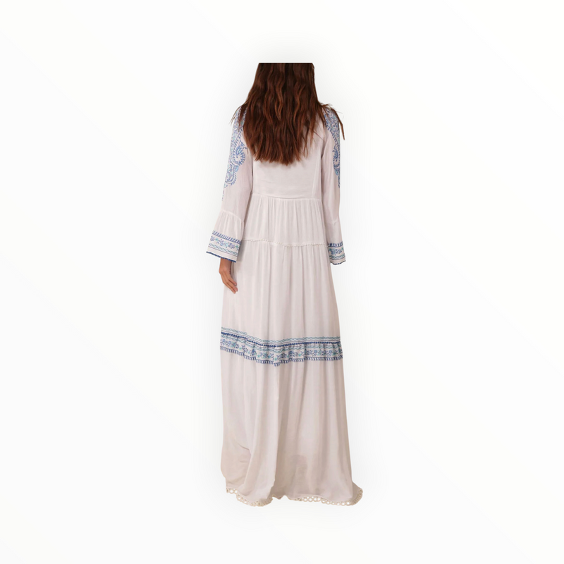Hale Bob Isabel Embroidered Maxi Dress - Blue
